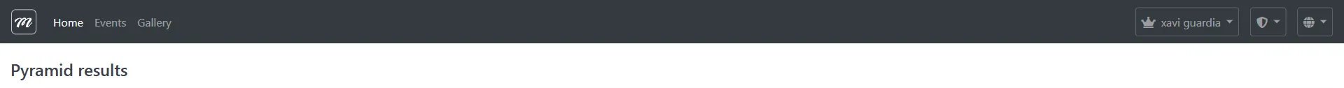 Página Indoor mostrando el encabezado "Pyramid results" sin resultados activos