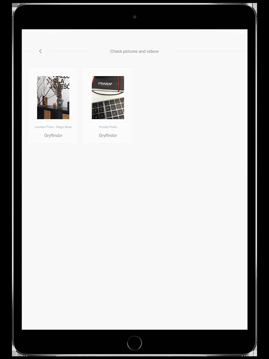Interfaz de puntuación del staff con deslizador para entregas de fotos
