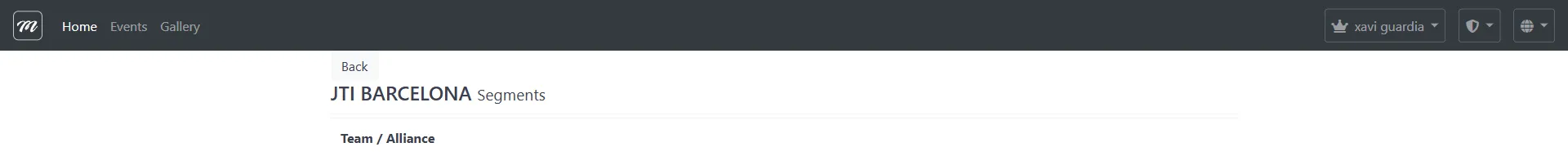 Seguimiento de segmentos mostrando asignaciones de equipos