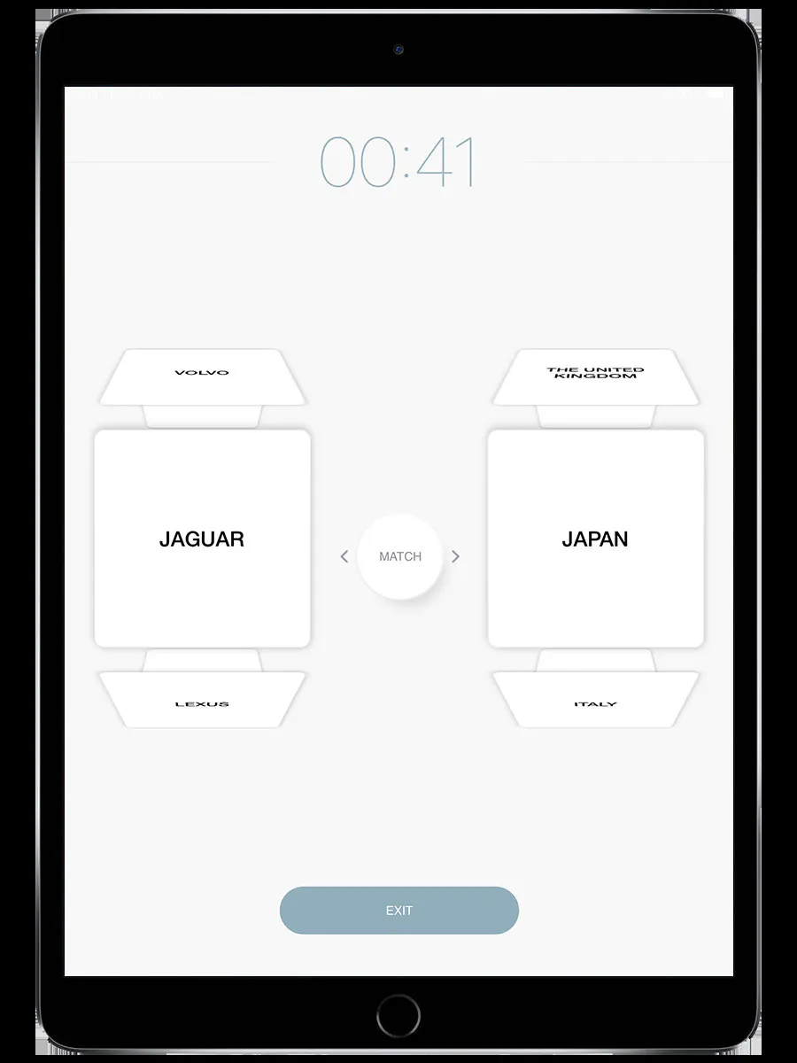 Pantalla del challenge Related Words mostrando emparejamiento de palabras con categorías JAGUAR y JAPAN