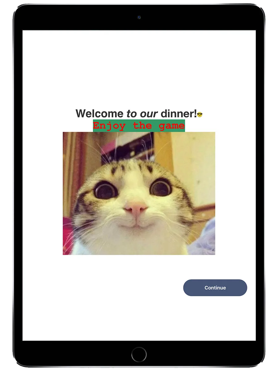 Pantalla de bienvenida del challenge Prizes con branding del evento y botón Continue