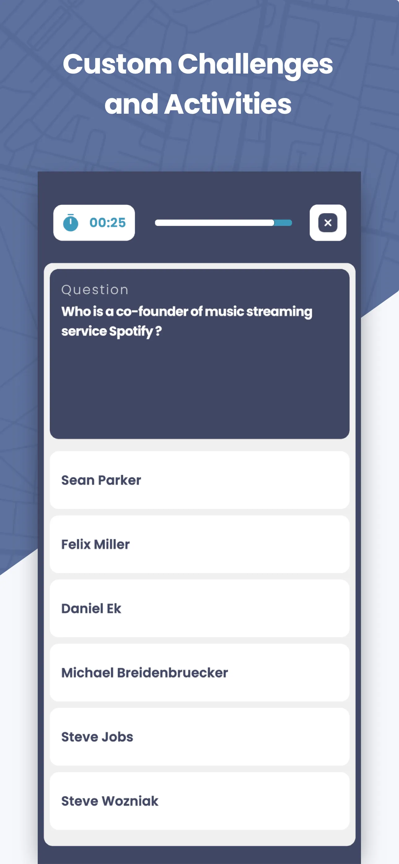 Challenge Question en MooveXR con tema azul oscuro